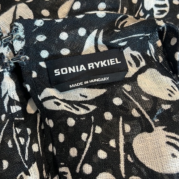 Vintage Sonia Rykiel Black & Ivory Cherry Print Linen Skirt Set Size 38/6US - Picture 10 of 15